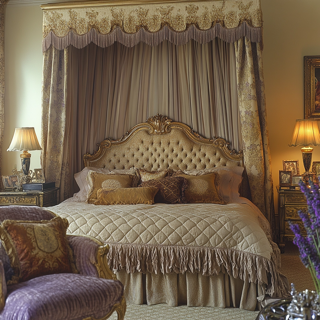 beige and lavender bedroom 45