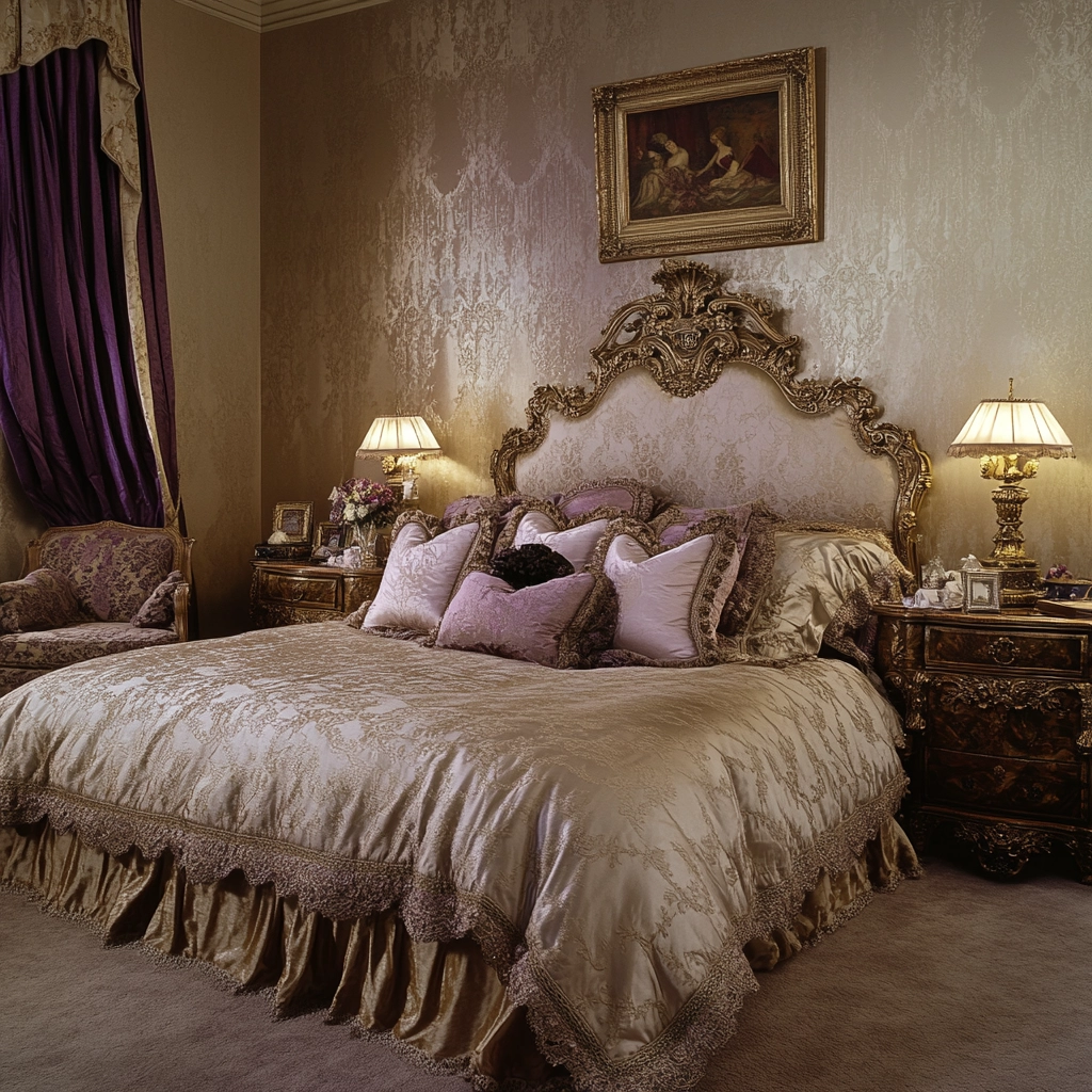 beige and lavender bedroom 48