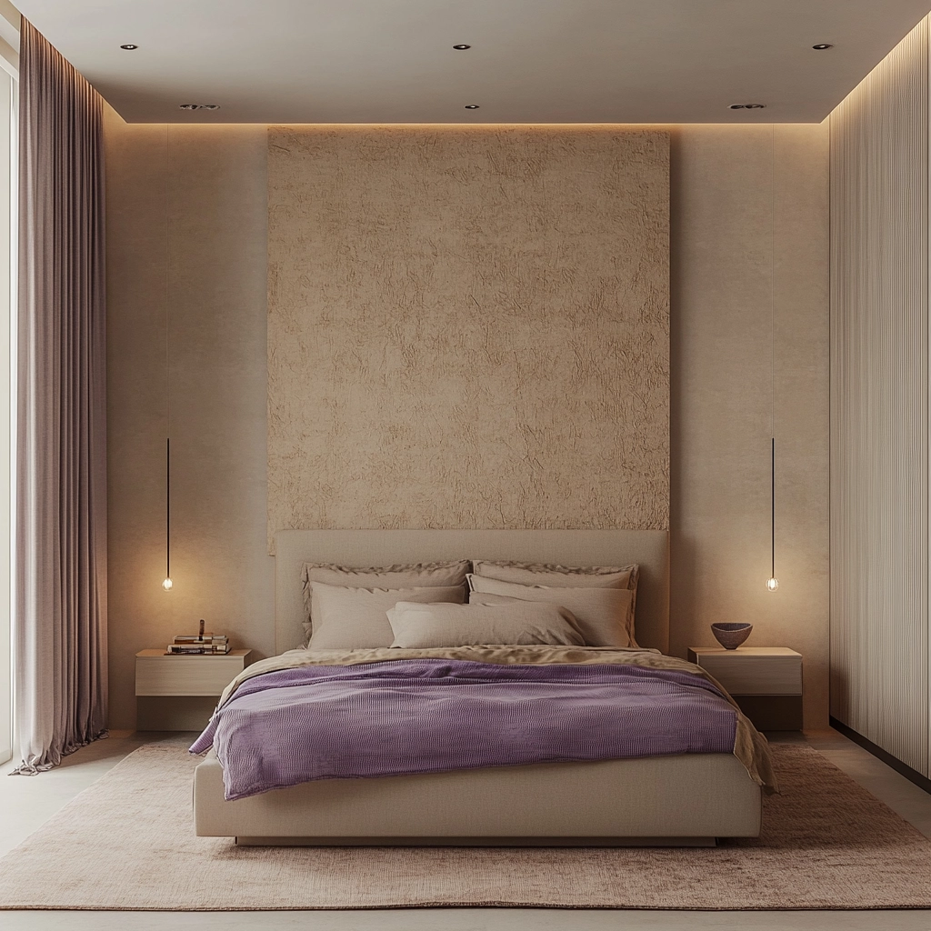 beige and lavender bedroom 5