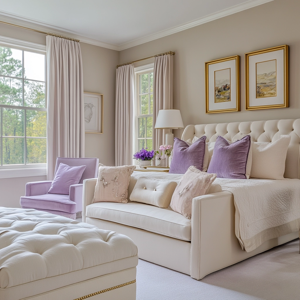 beige and lavender bedroom 50