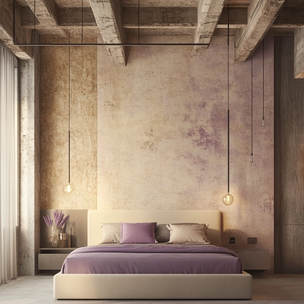 beige and lavender bedroom 56