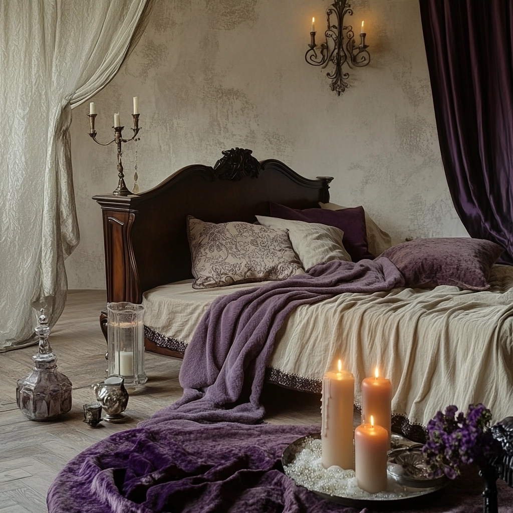 beige and lavender bedroom 58