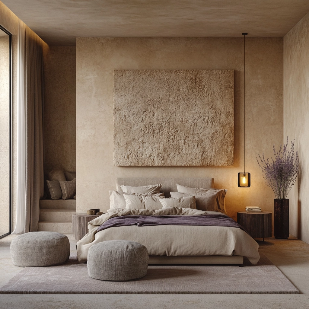beige and lavender bedroom 6