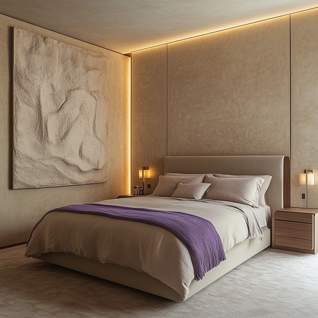 beige and lavender bedroom 7