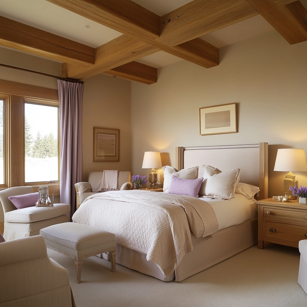 beige and lavender bedroom 72