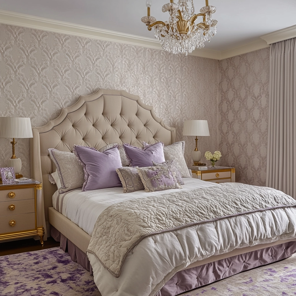 beige and lavender bedroom 73