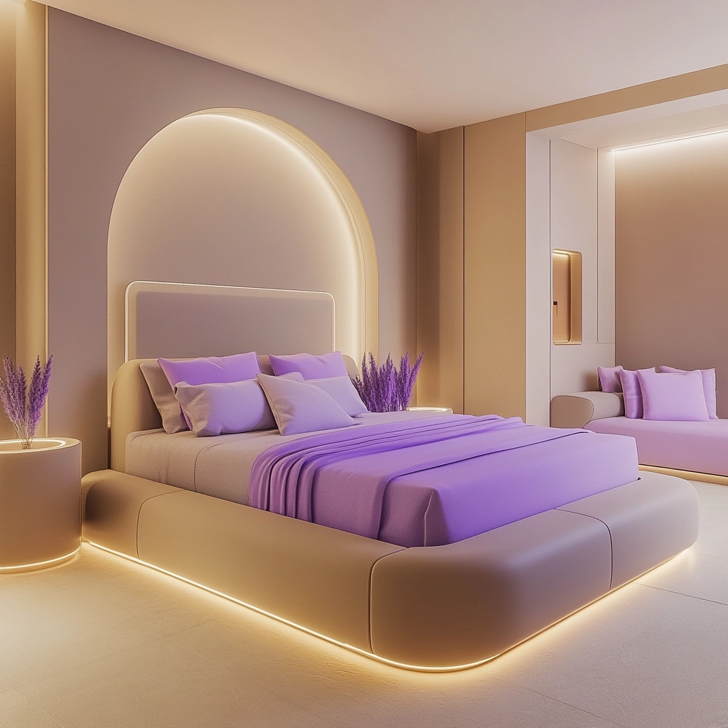 beige and lavender bedroom 78