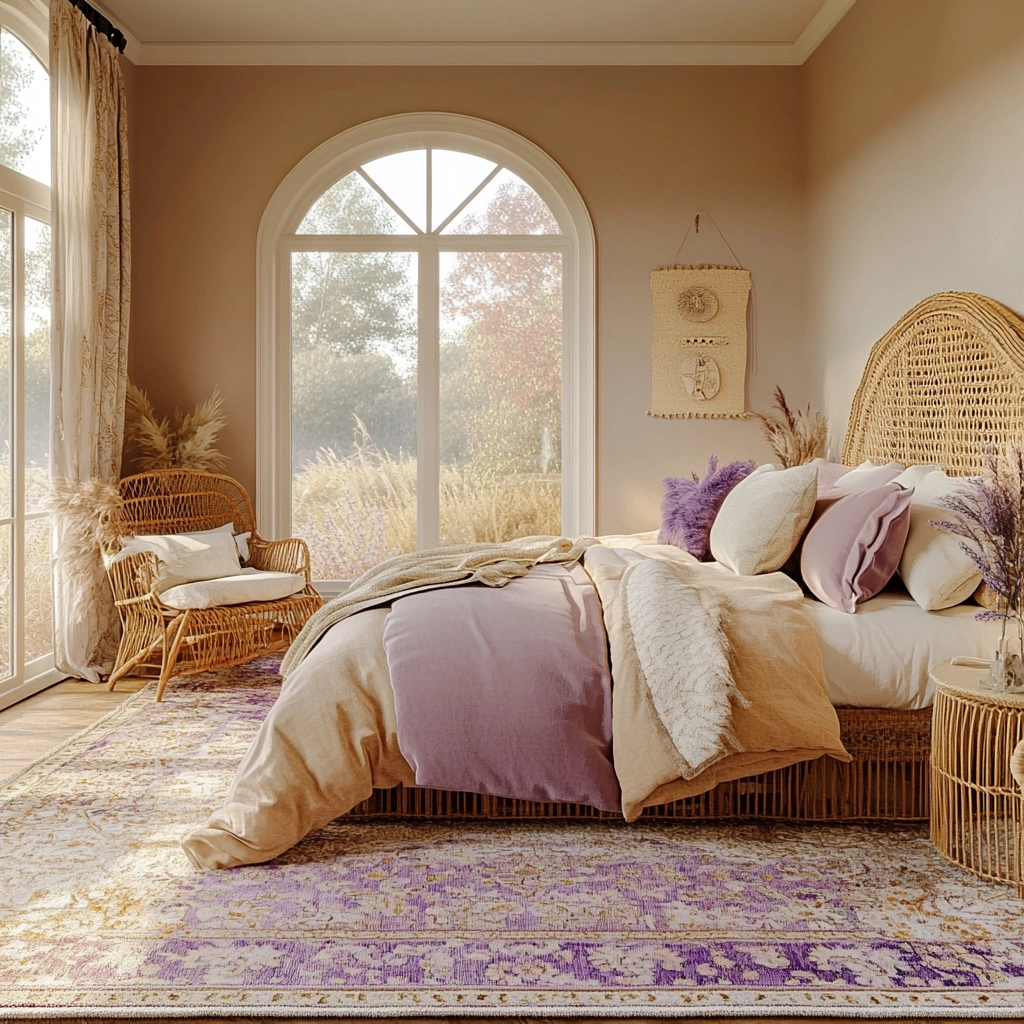 beige and lavender bedroom 9
