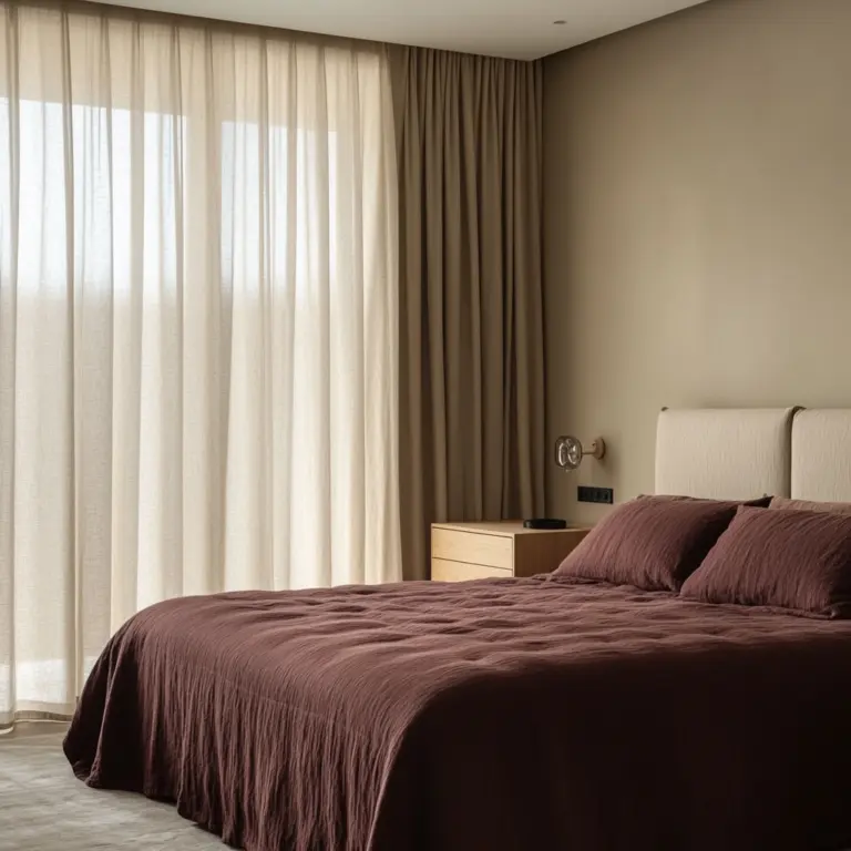 beige and maroon bedroom 1