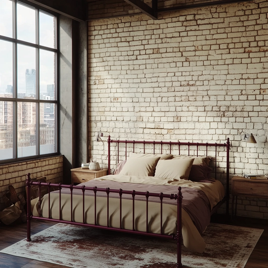 beige and maroon bedroom 17