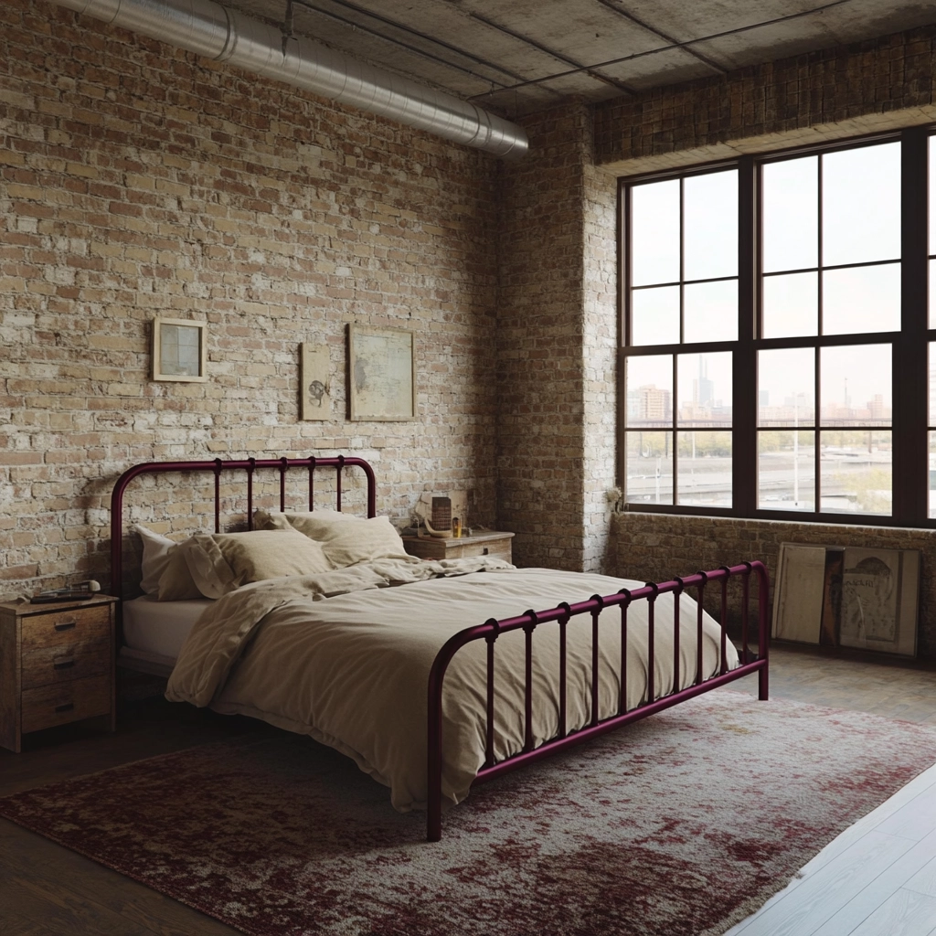 beige and maroon bedroom 19