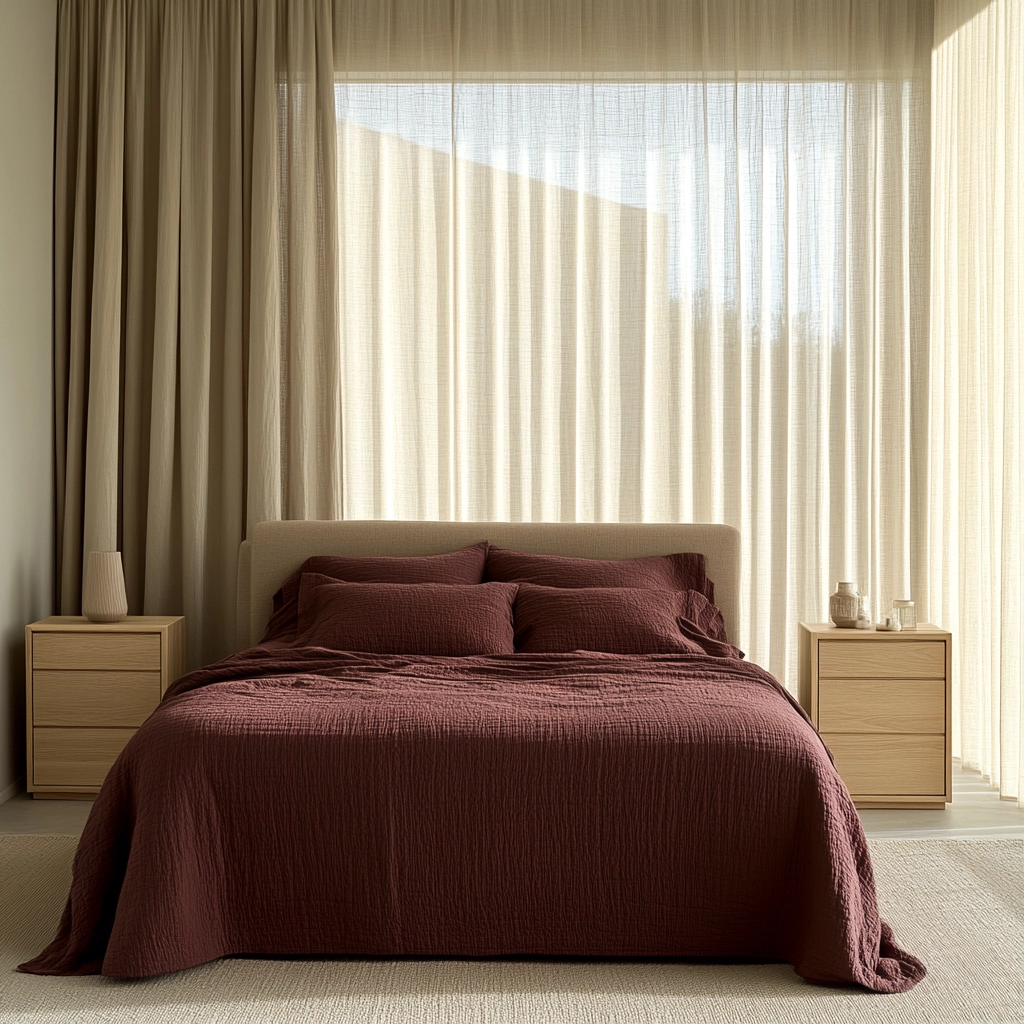 beige and maroon bedroom 2