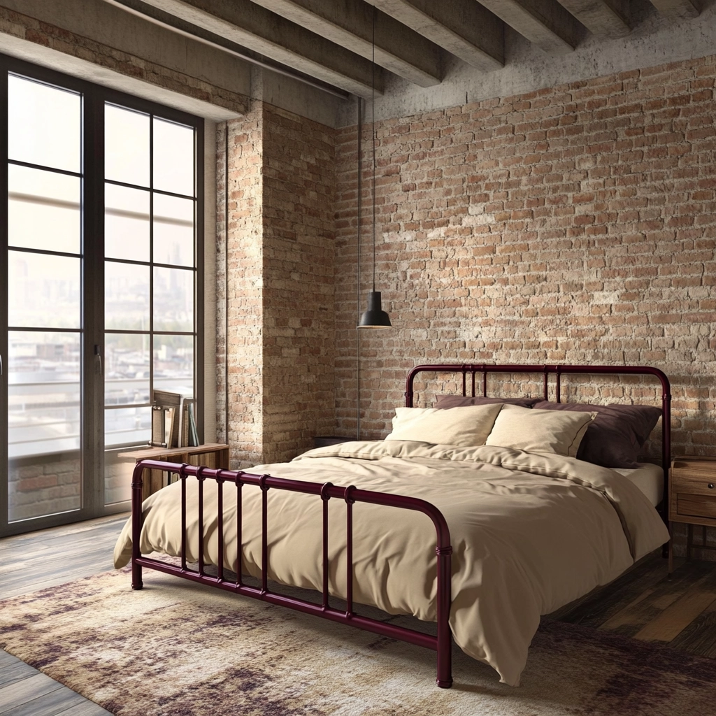 beige and maroon bedroom 20