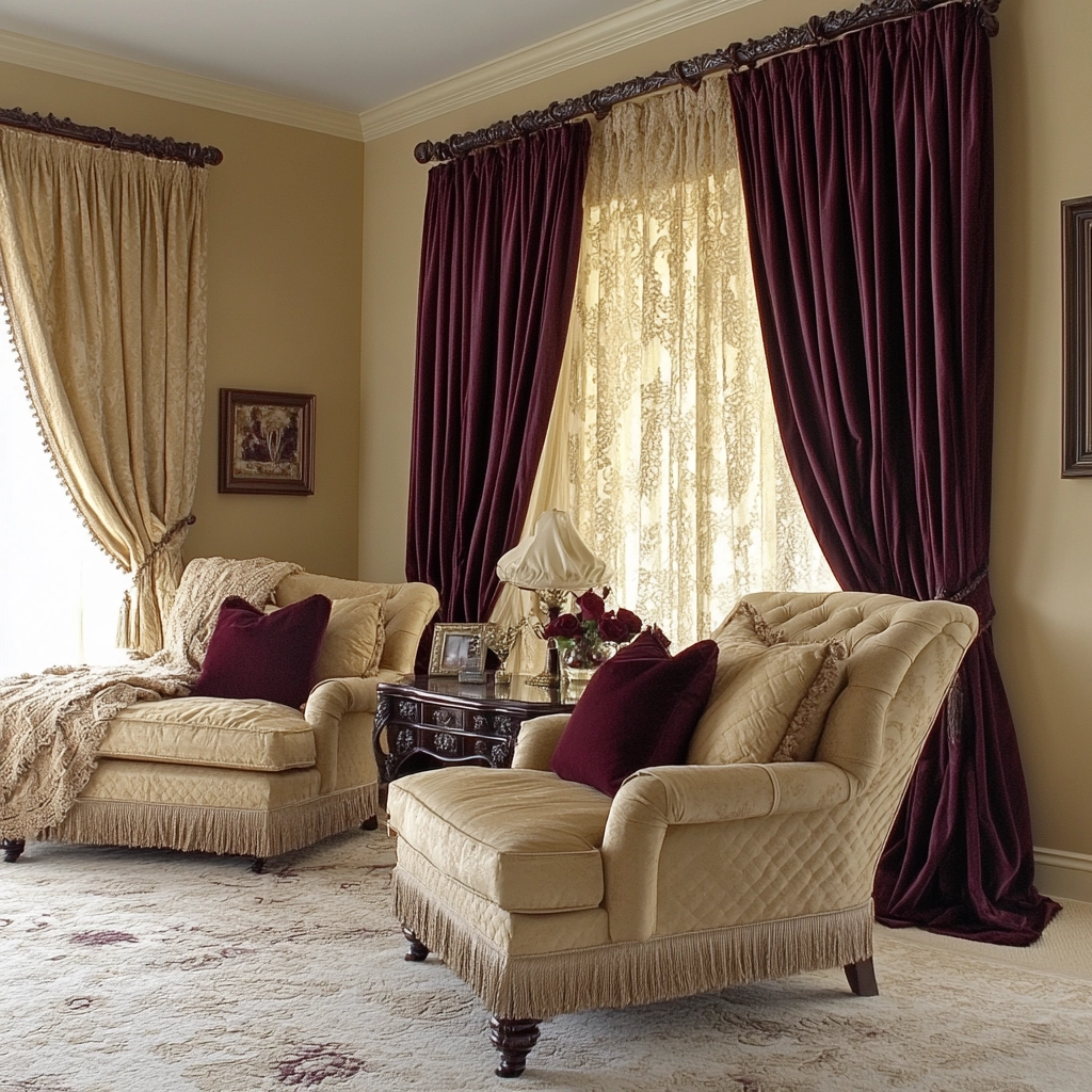 beige and maroon bedroom 25