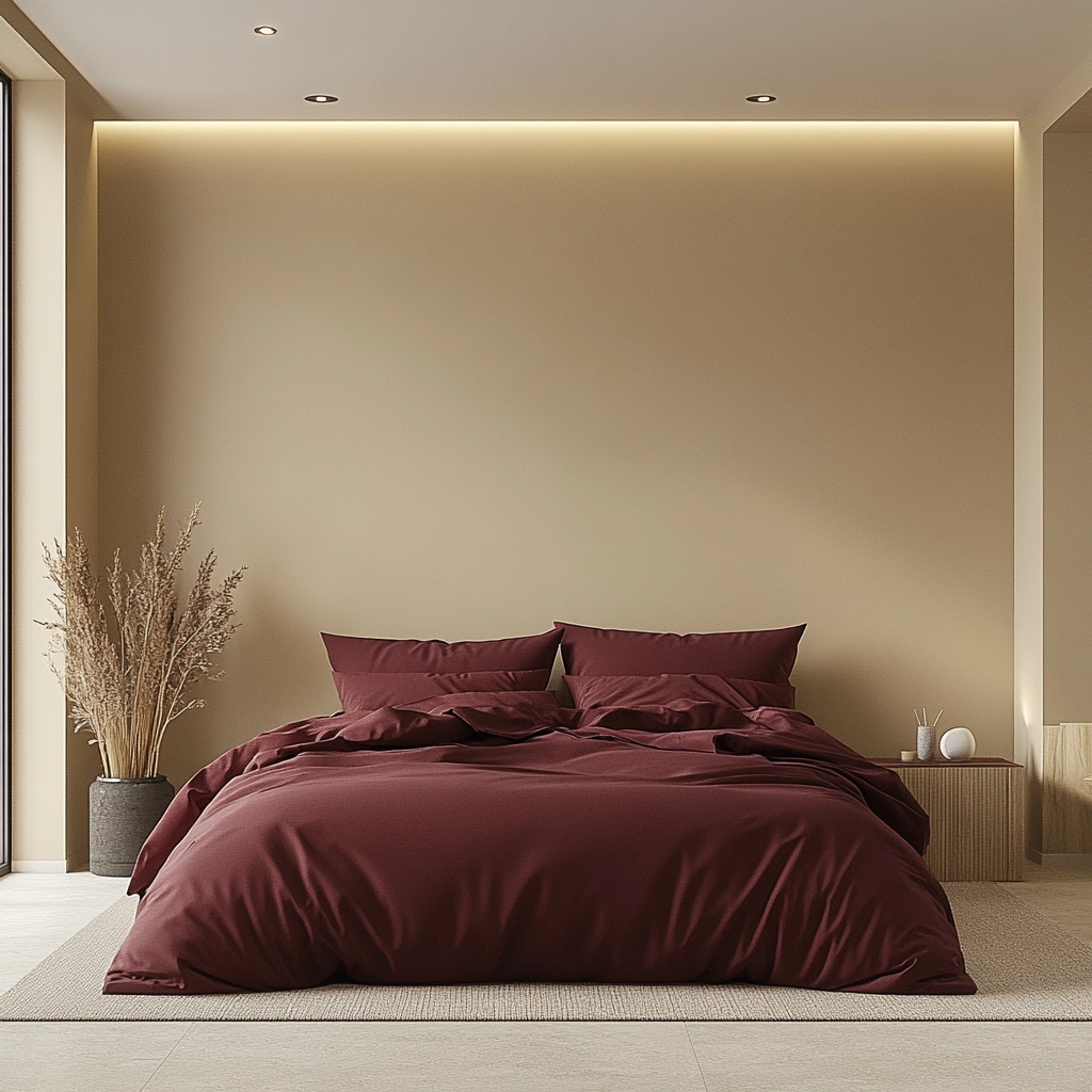 beige and maroon bedroom 29