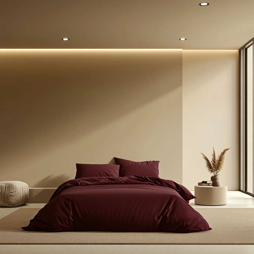 beige and maroon bedroom 31