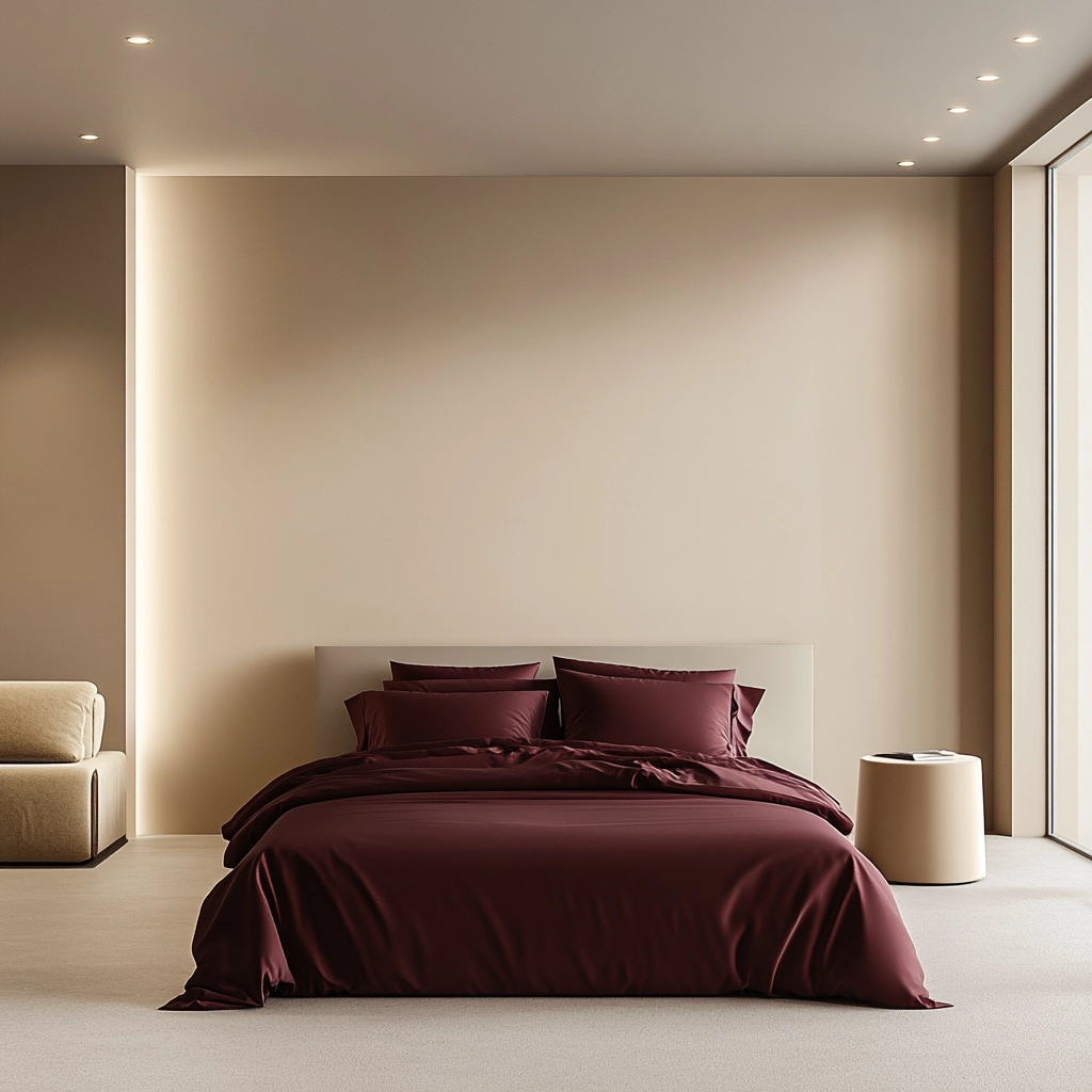 beige and maroon bedroom 32
