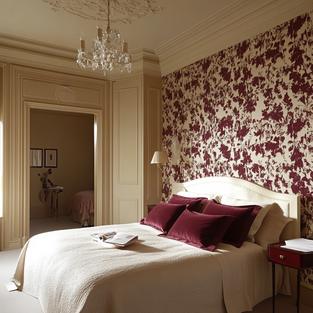 beige and maroon bedroom 36
