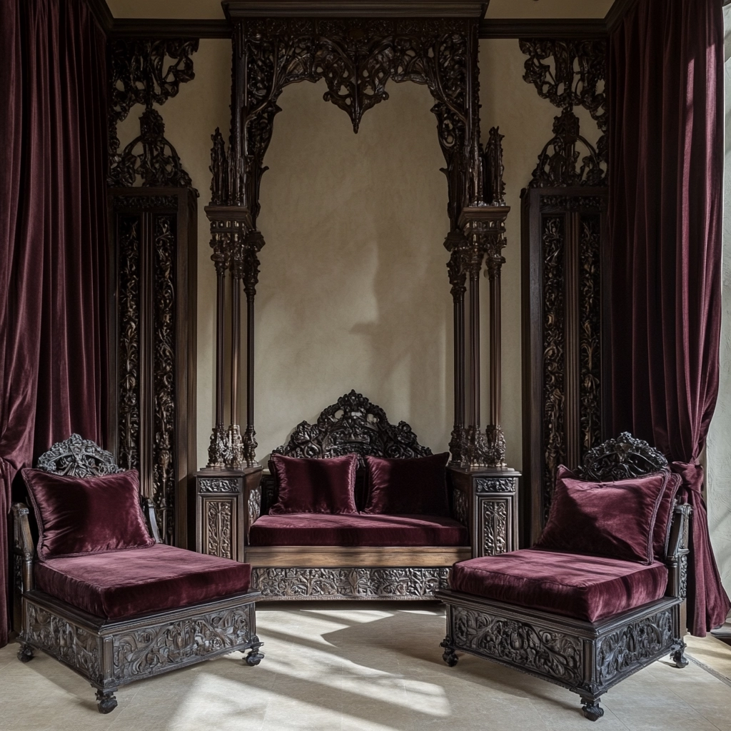 beige and maroon bedroom 50