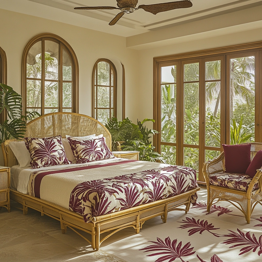 beige and maroon bedroom 57