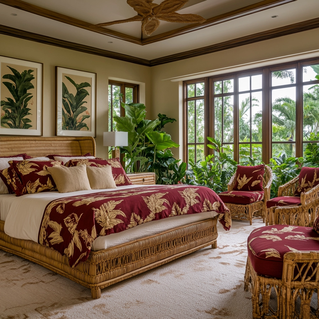 beige and maroon bedroom 58