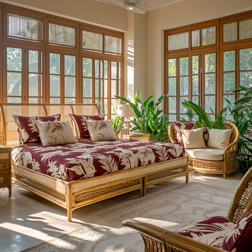 beige and maroon bedroom 60