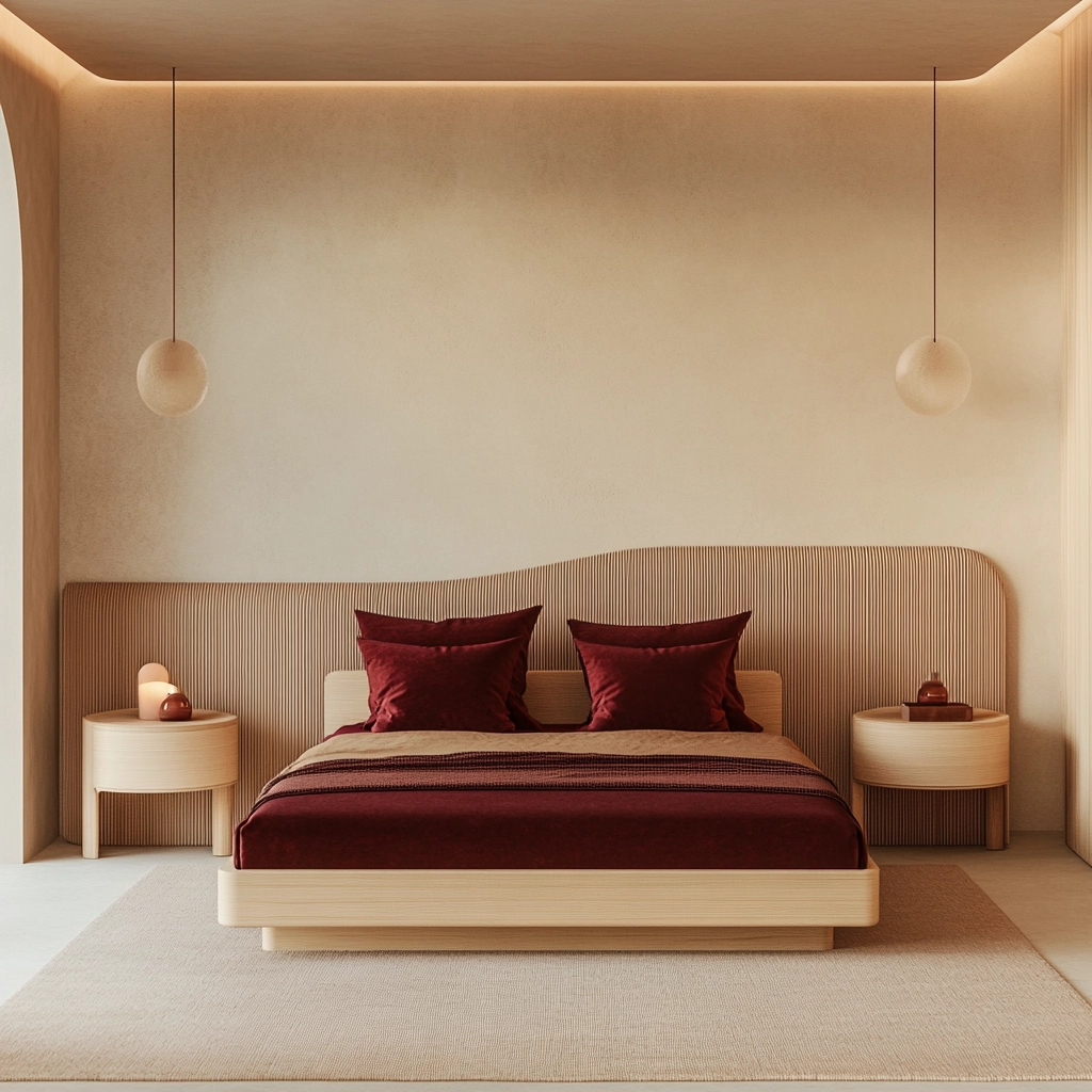 beige and maroon bedroom 7