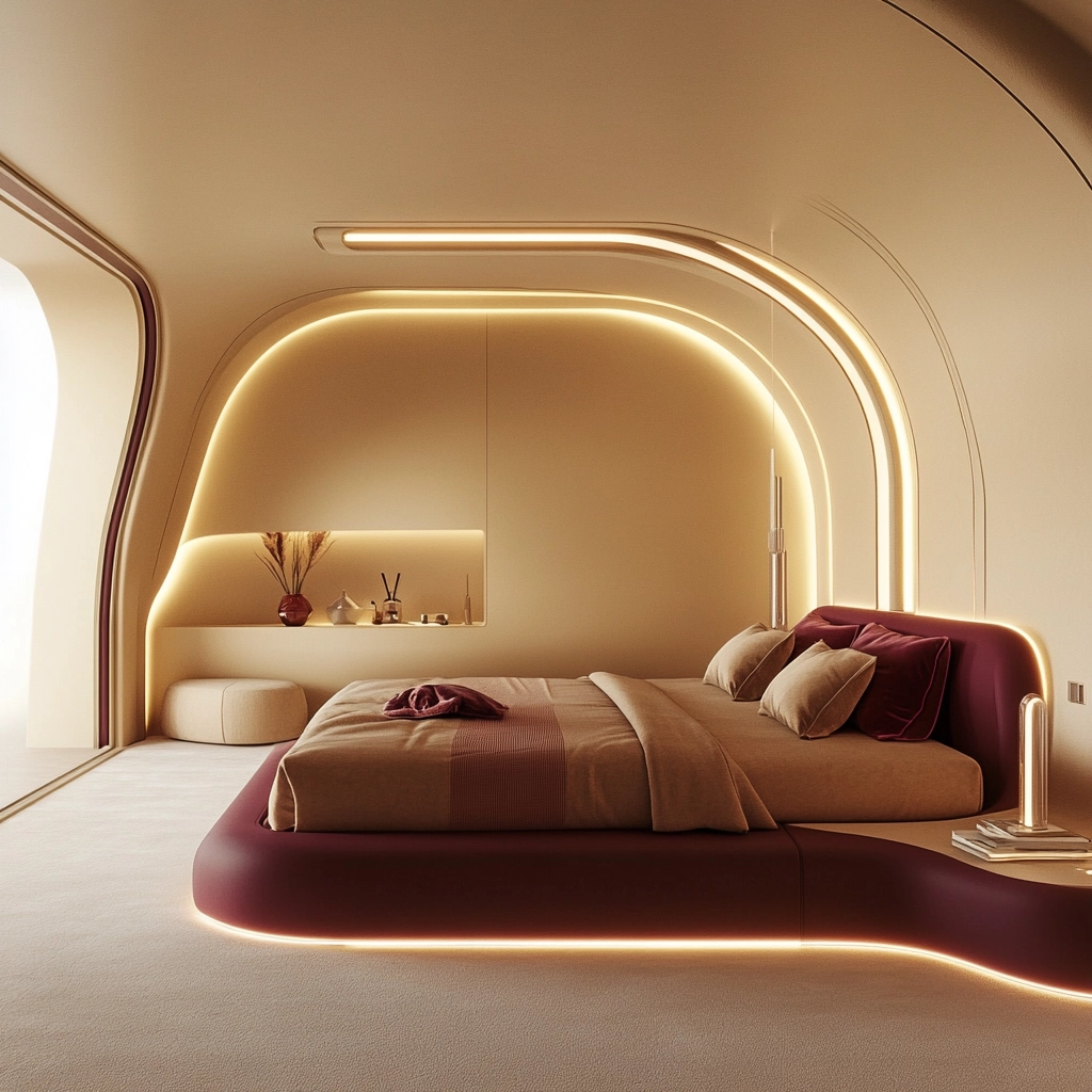 beige and maroon bedroom 71