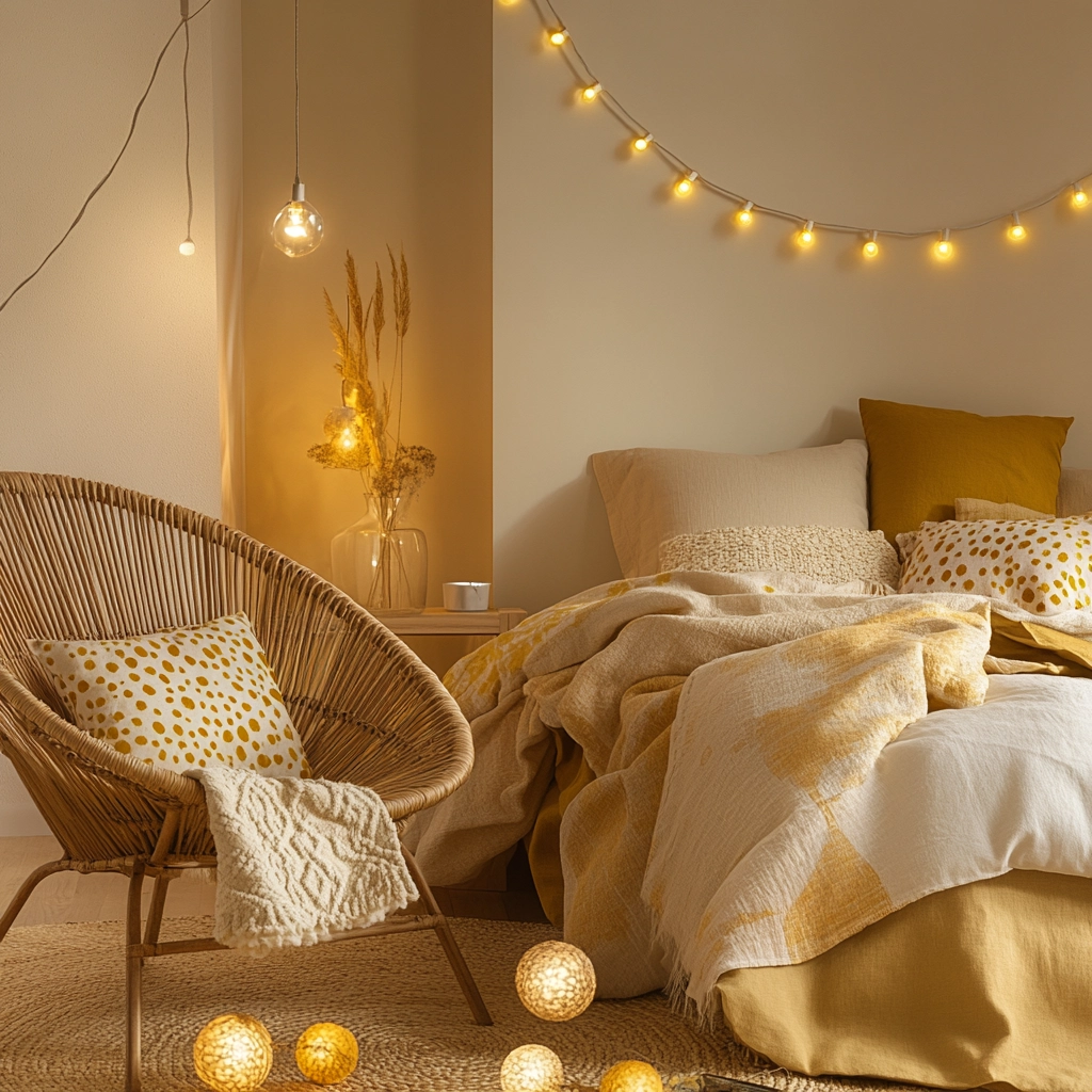 beige and mustard bedroom 10