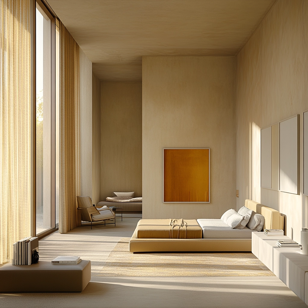 beige and mustard bedroom 13