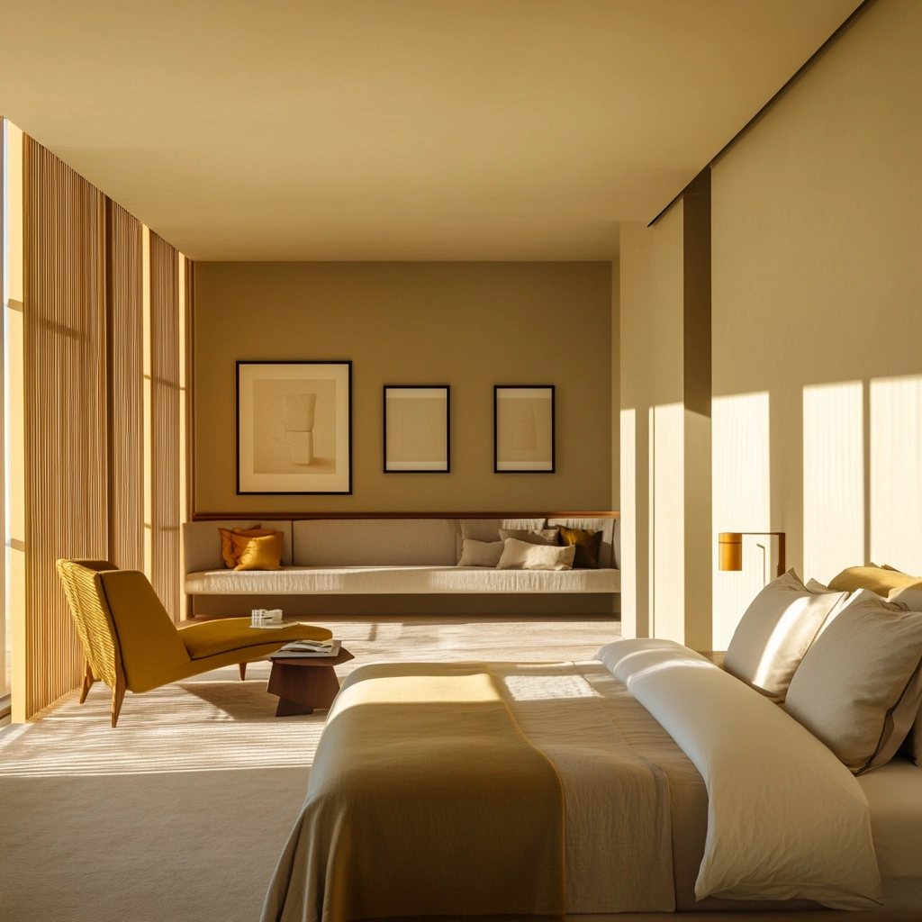 beige and mustard bedroom 15
