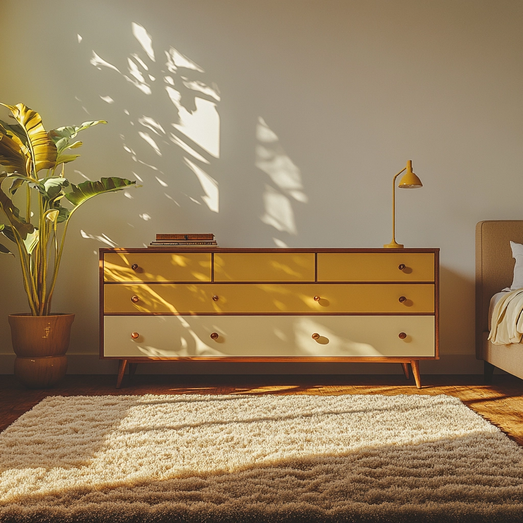 beige and mustard bedroom 17