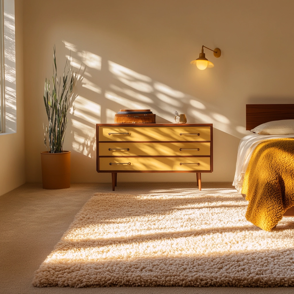beige and mustard bedroom 20