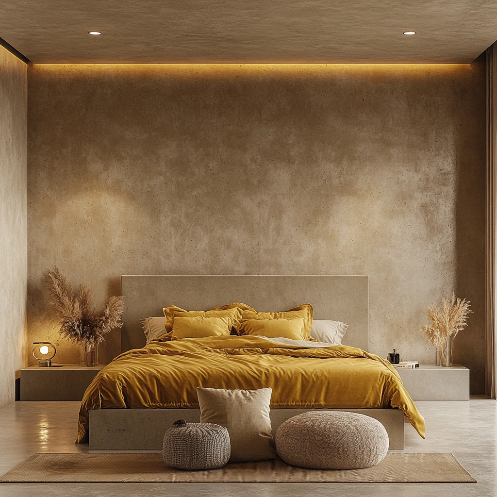 beige and mustard bedroom 21
