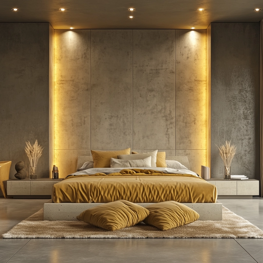 beige and mustard bedroom 24