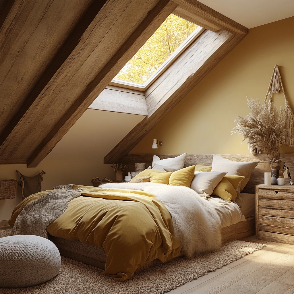 beige and mustard bedroom 25