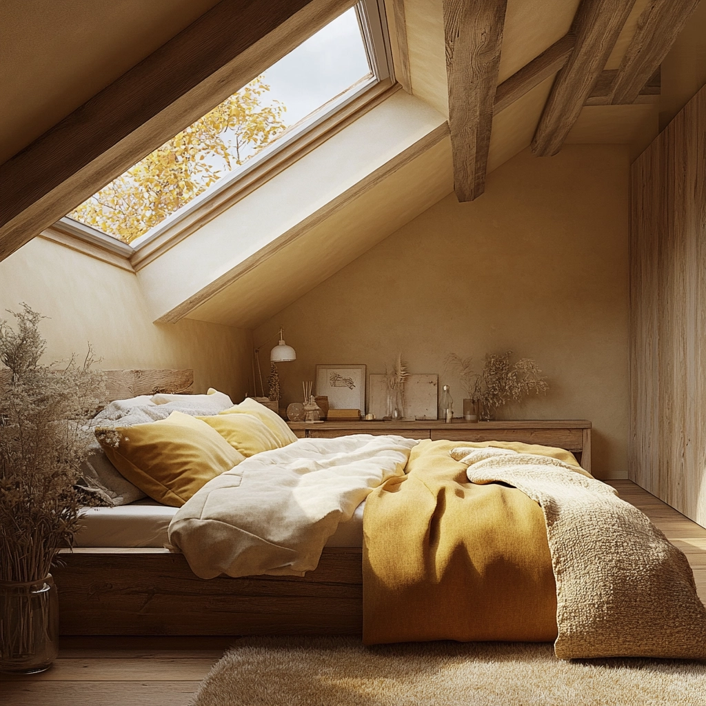 beige and mustard bedroom 26