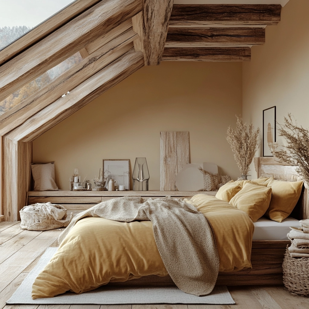 beige and mustard bedroom 27