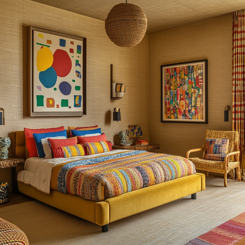 beige and mustard bedroom 29