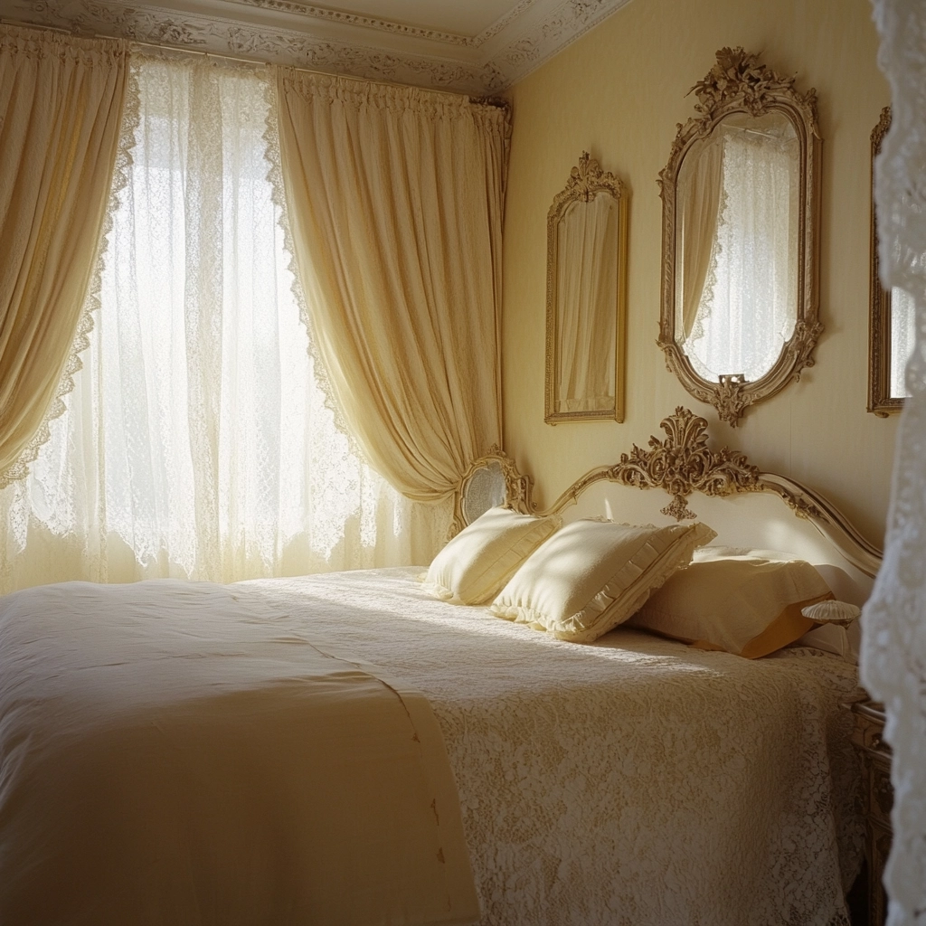 beige and mustard bedroom 34