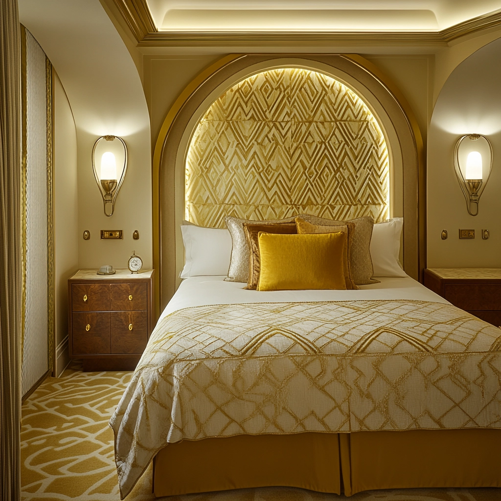 beige and mustard bedroom 42