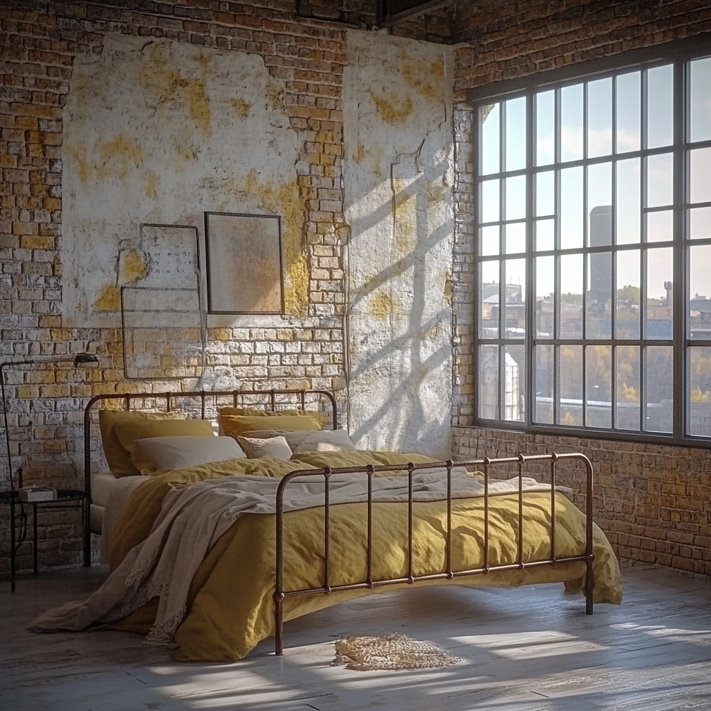 beige and mustard bedroom 45