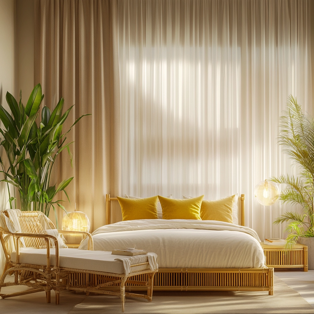 beige and mustard bedroom 51