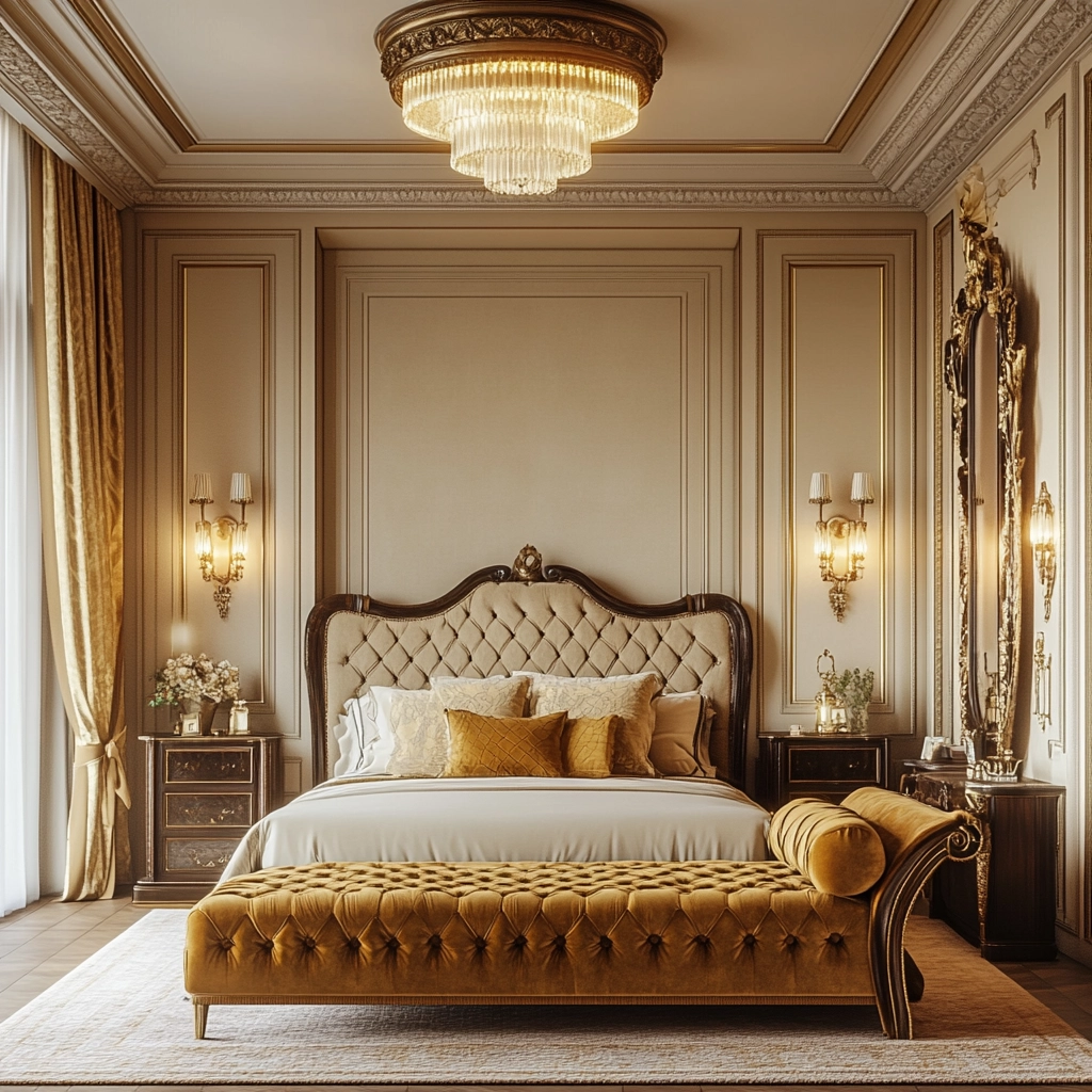 beige and mustard bedroom 53