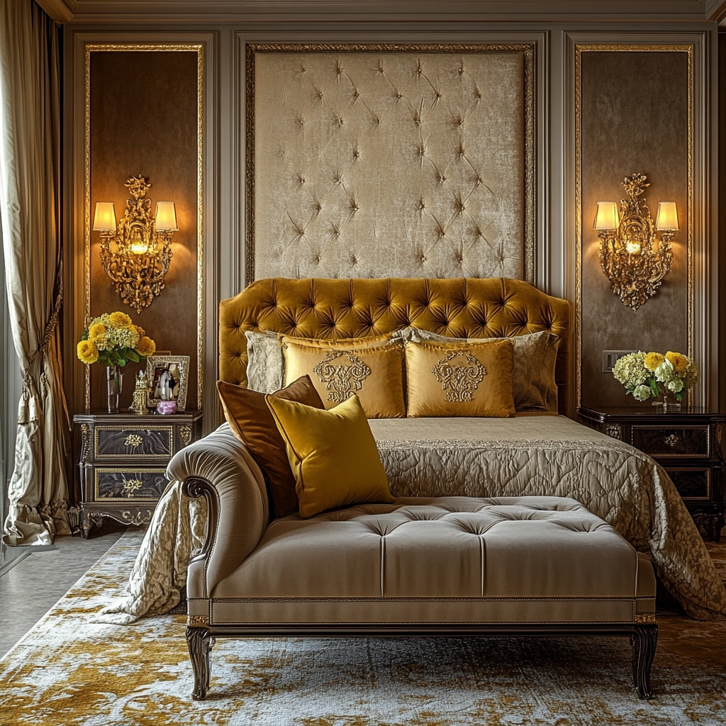 beige and mustard bedroom 54