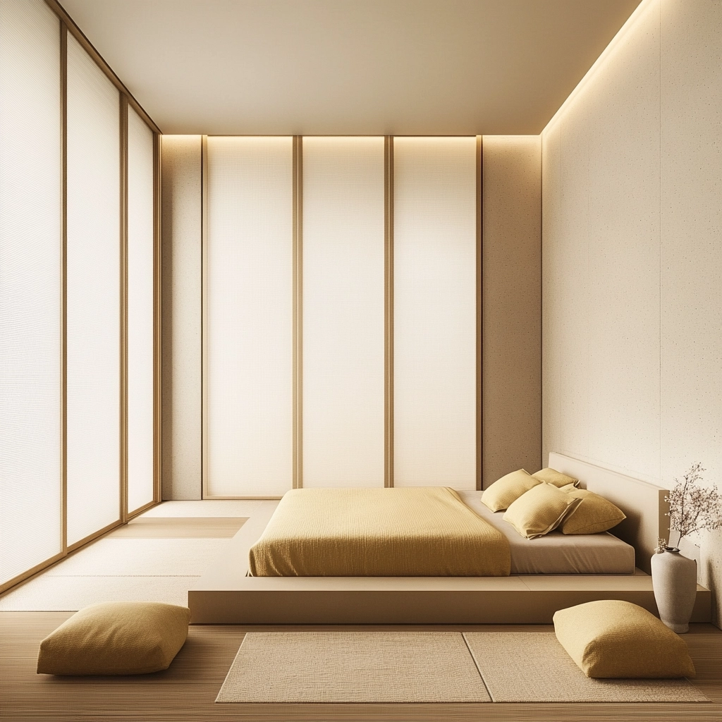 beige and mustard bedroom 57