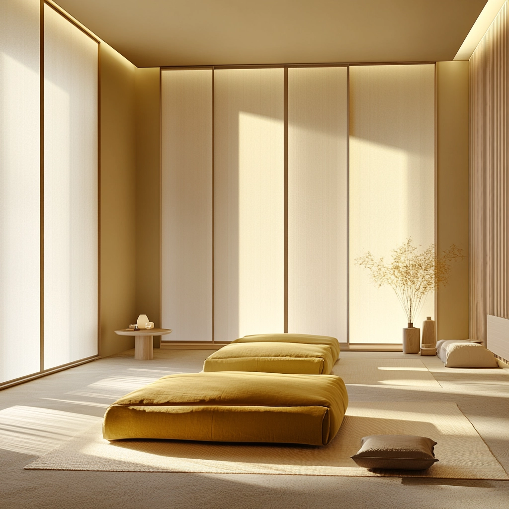beige and mustard bedroom 60