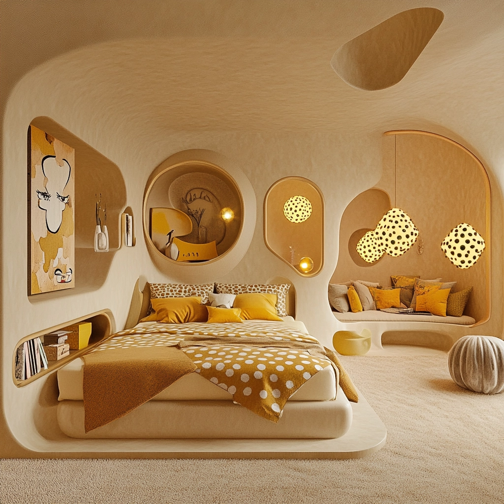 beige and mustard bedroom 61