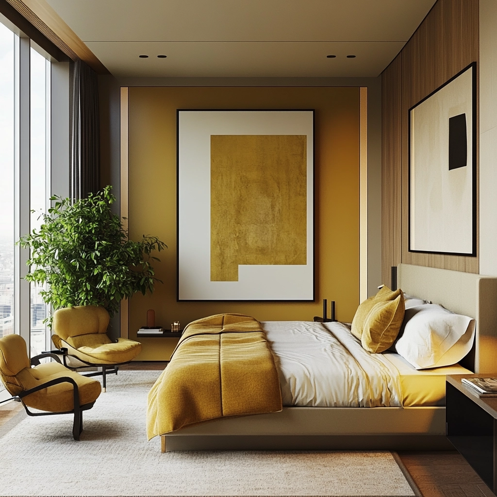 beige and mustard bedroom 66