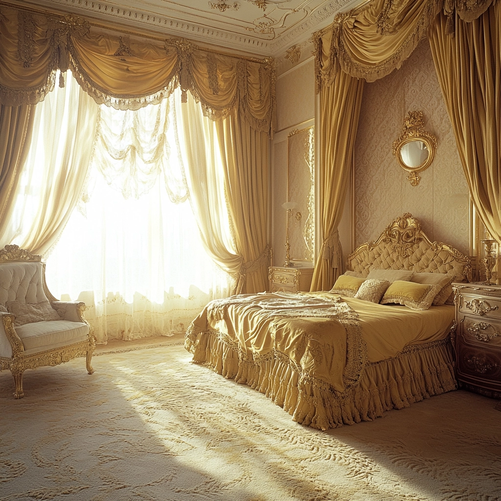 beige and mustard bedroom 70